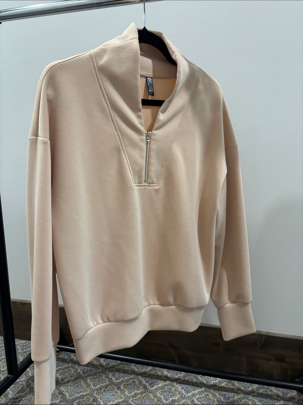 Classic Half-Zip Pullover Sweater in Light blush